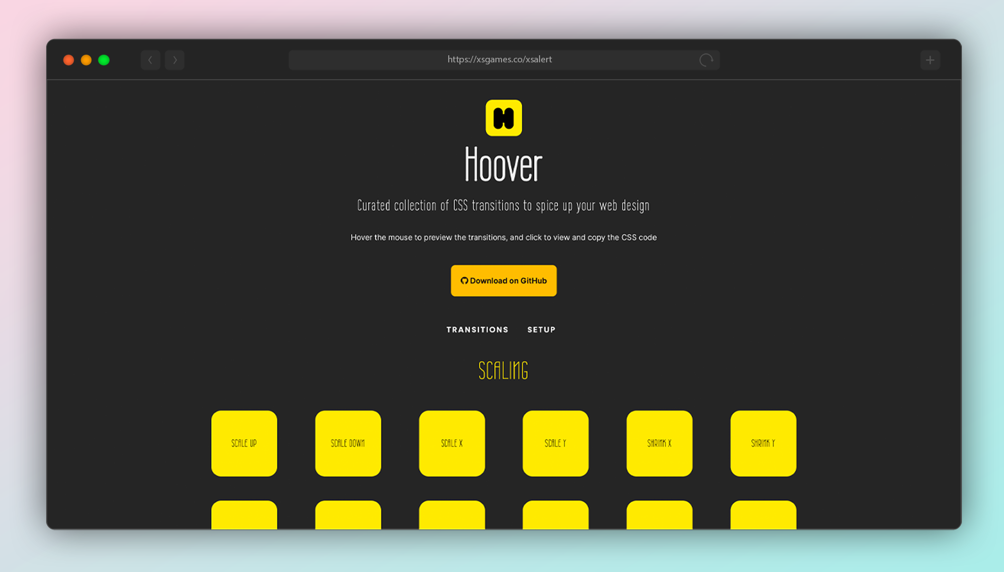 Hoover - Curated collection of CSS transitions to spice up your web design