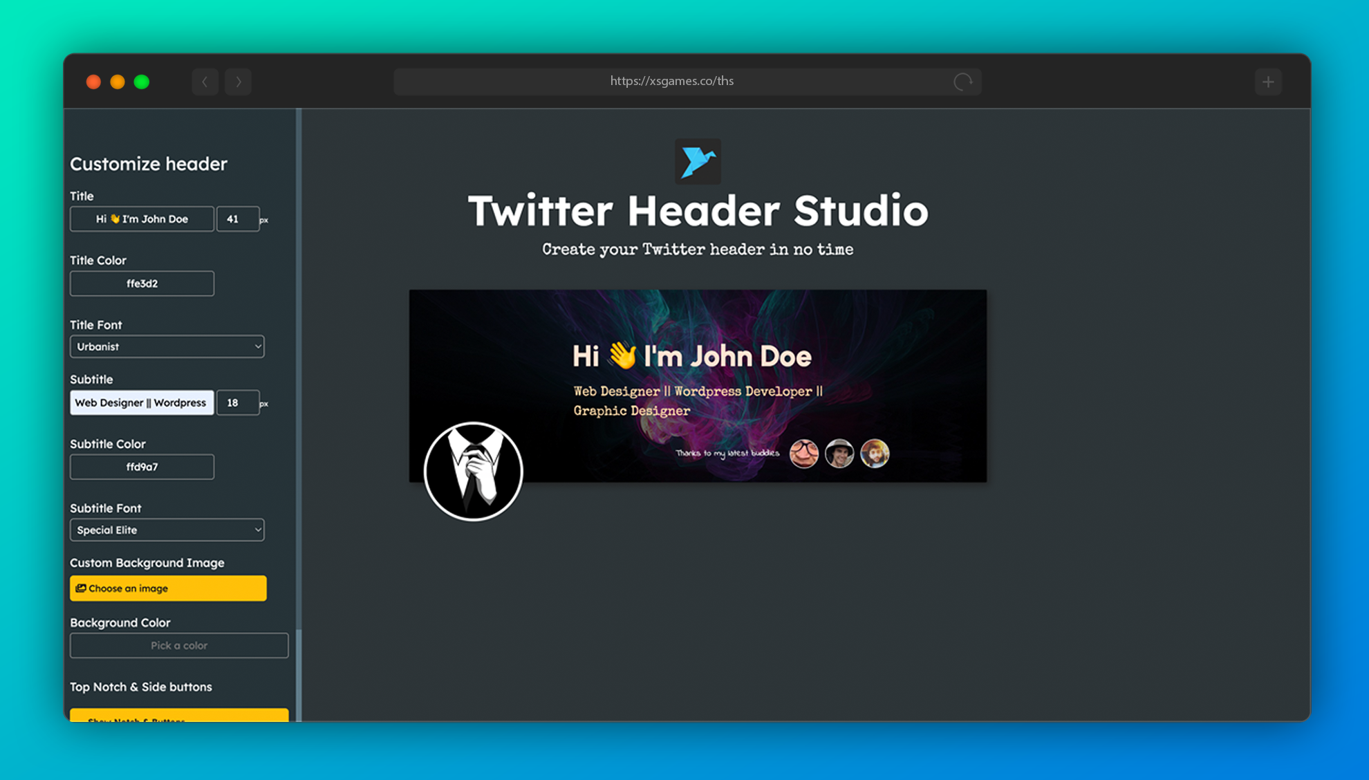 Twitter Header Studio - Create your Twitter header in no time!